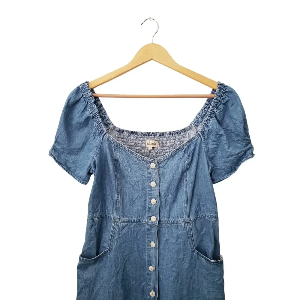 Madewell Denim Puff Sleeve Mini Dress Size 8